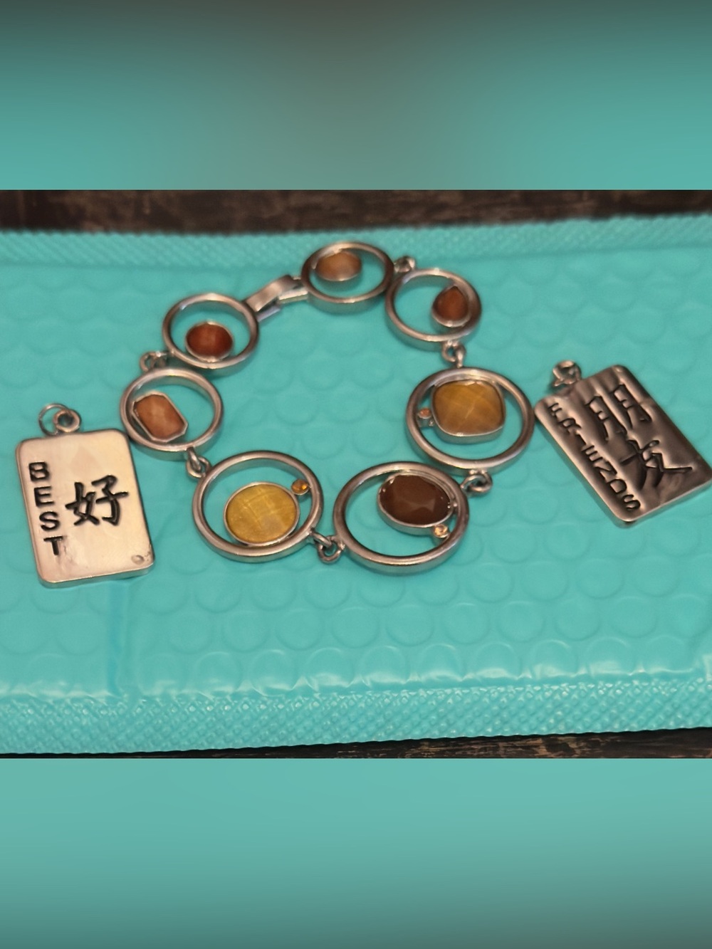 Gift of Best/Friend Charm and Lia Sofia Circle Link Bracelet - Women Jewelry